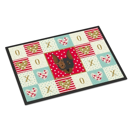 Carolines Treasures 18 x 27 in. Harlequin Pinscher No.2 Love Indoor or Outdoor Mat CK5204MAT